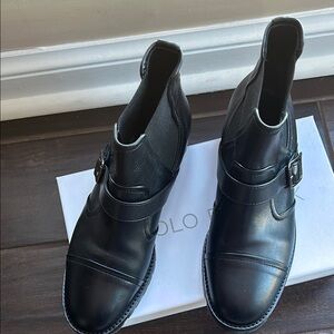 Manolo Blahnik Black Leather Ankle Boots